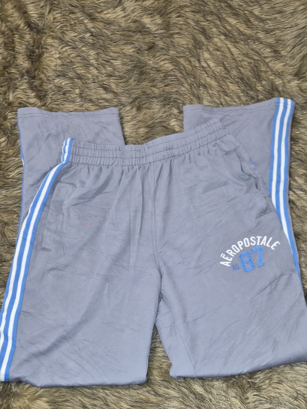 Aeropostale Gray Joggers with Light Blue Side Stripes